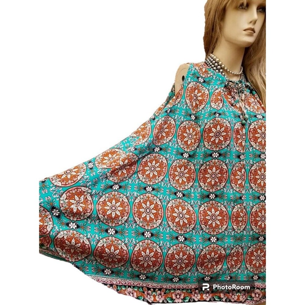 Umgee Sleeveless Oversized Blouse Size M Hippie Boho Flowing Art-To-Wear